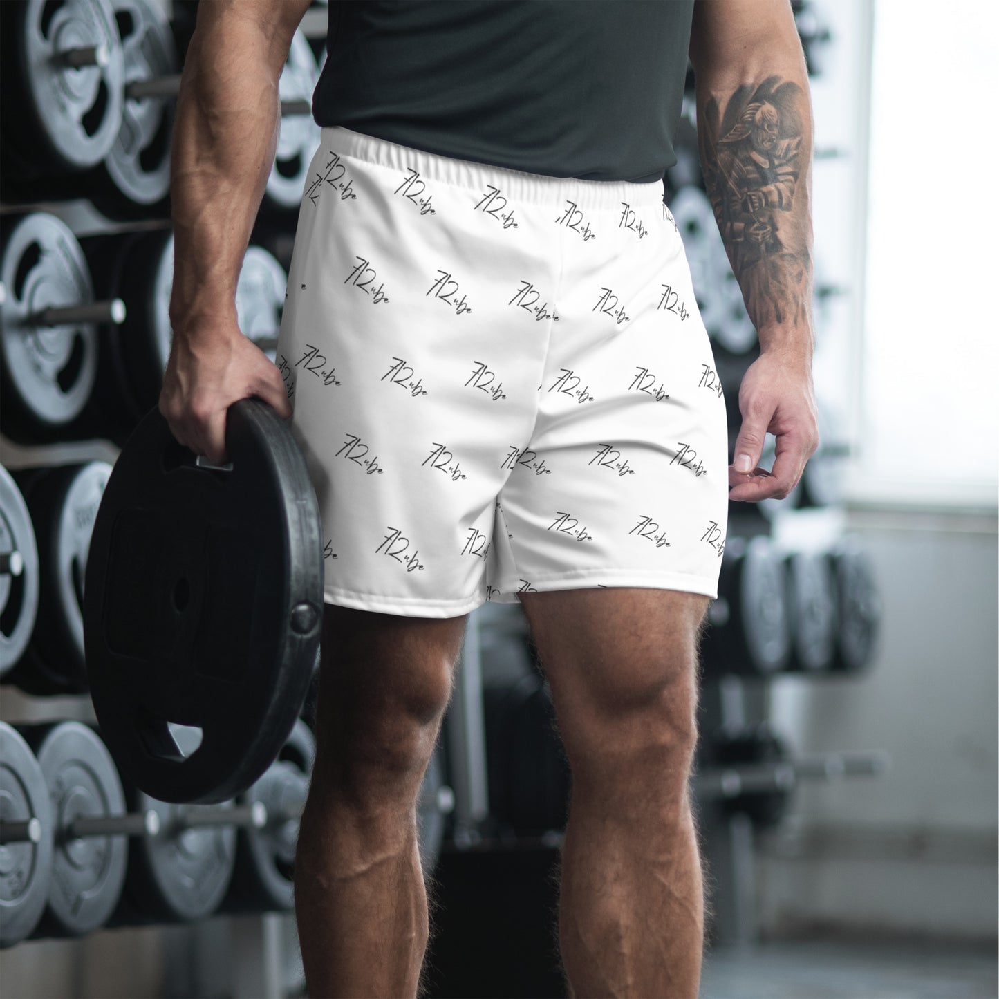 712ube Men's Athletic Shorts (White)