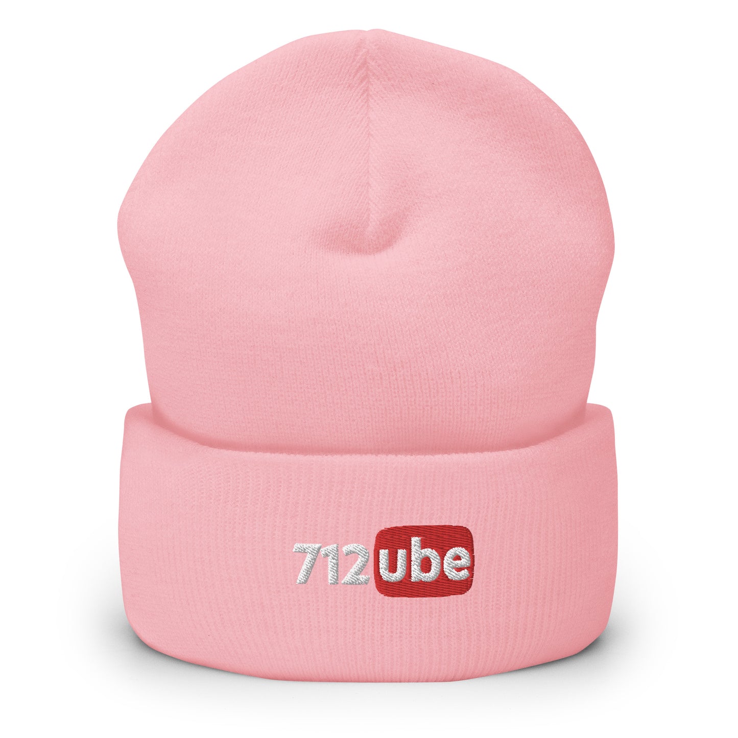 712ube Embroidered Cuffed Beanie (White Lettering)