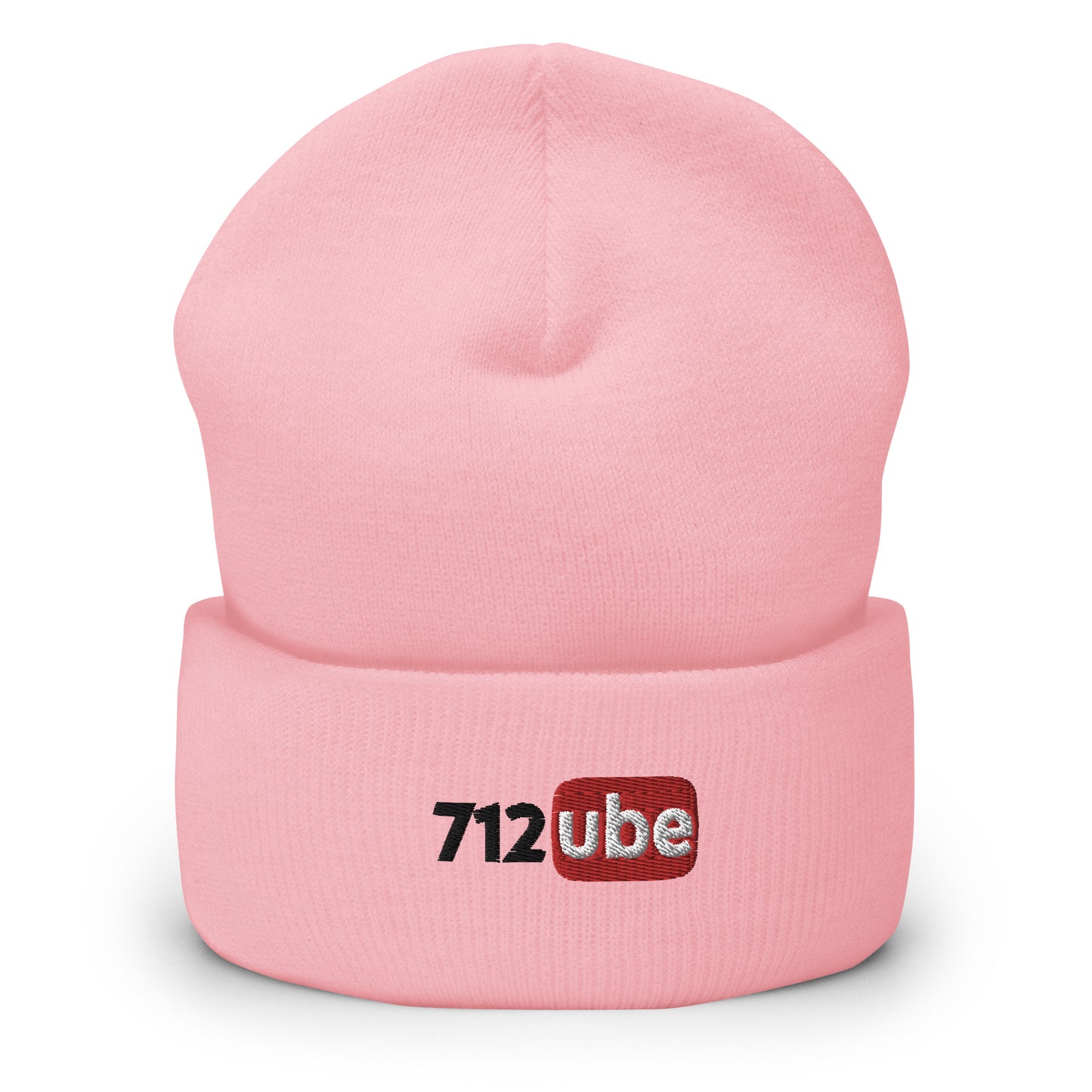 712ube Embroidered Cuffed Beanie (Black Lettering)