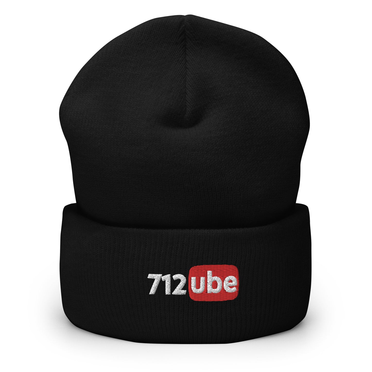 712ube Embroidered Cuffed Beanie (White Lettering)