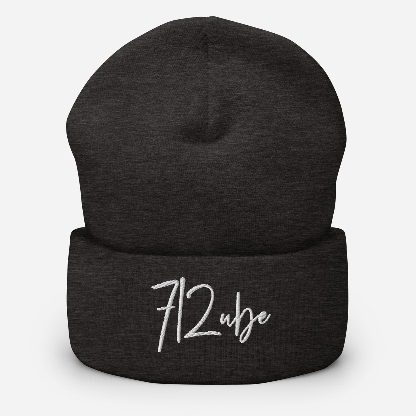 712ube Signature Series Embroidered Cuffed Beanie (White Logo)