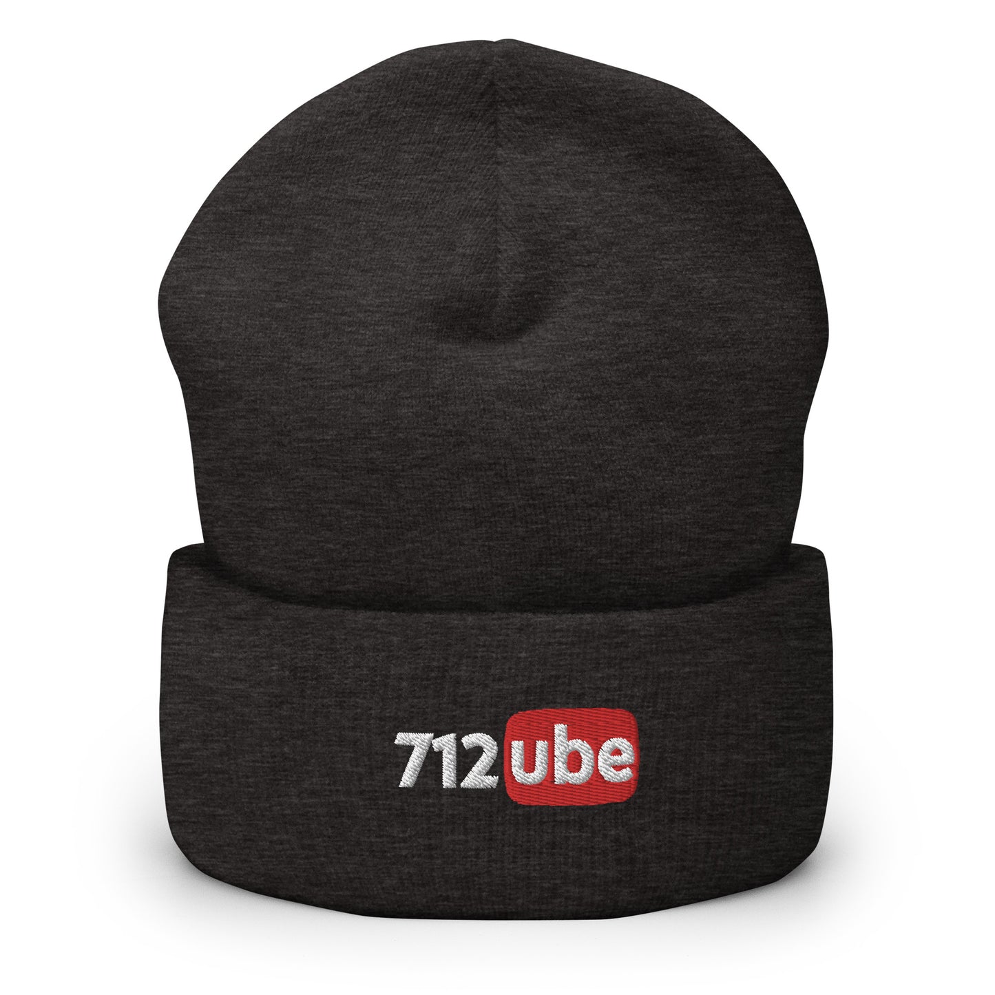 712ube Embroidered Cuffed Beanie (White Lettering)