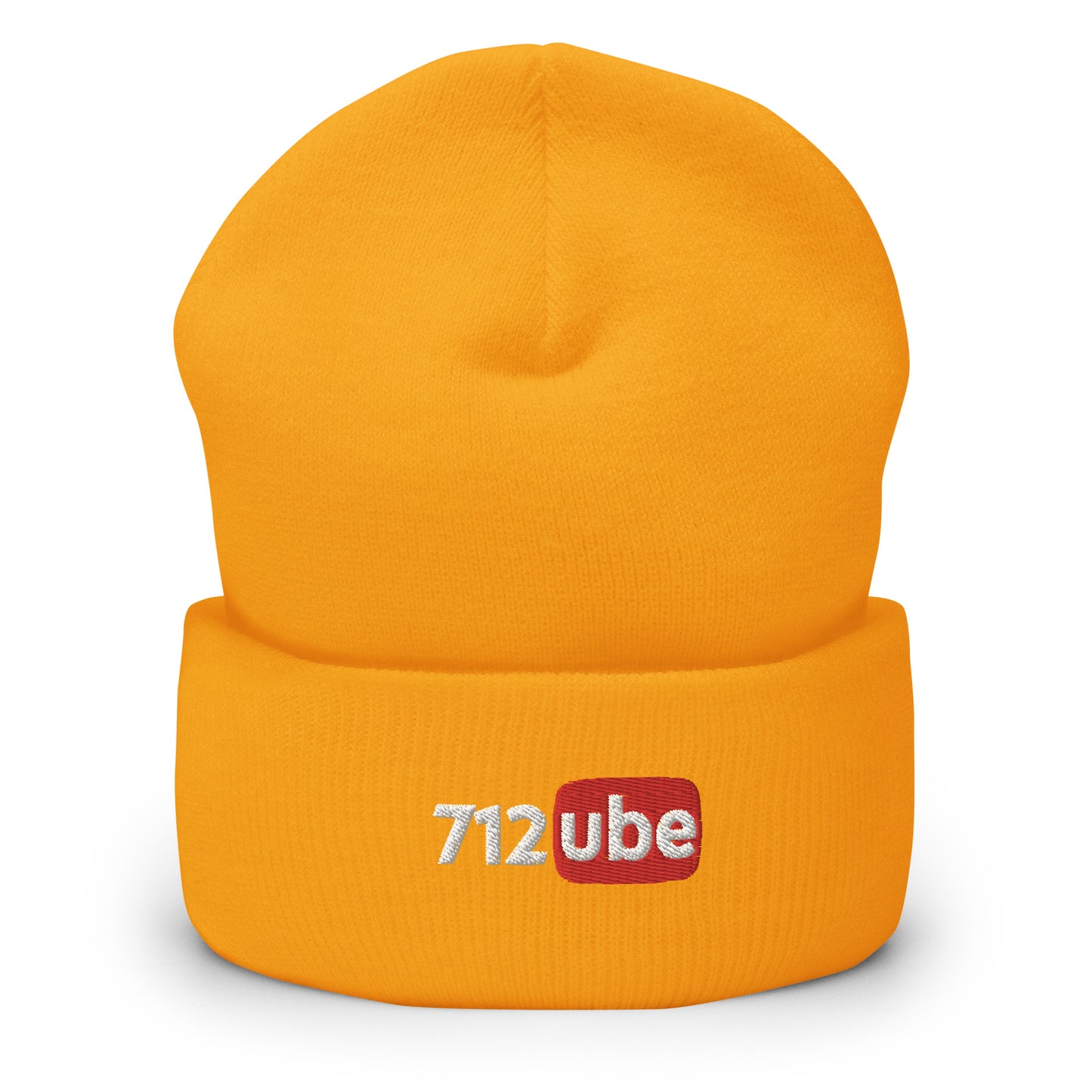 712ube Embroidered Cuffed Beanie (White Lettering)