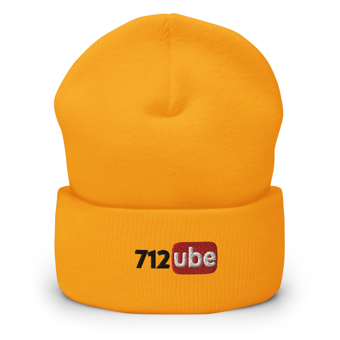 712ube Embroidered Cuffed Beanie (Black Lettering)