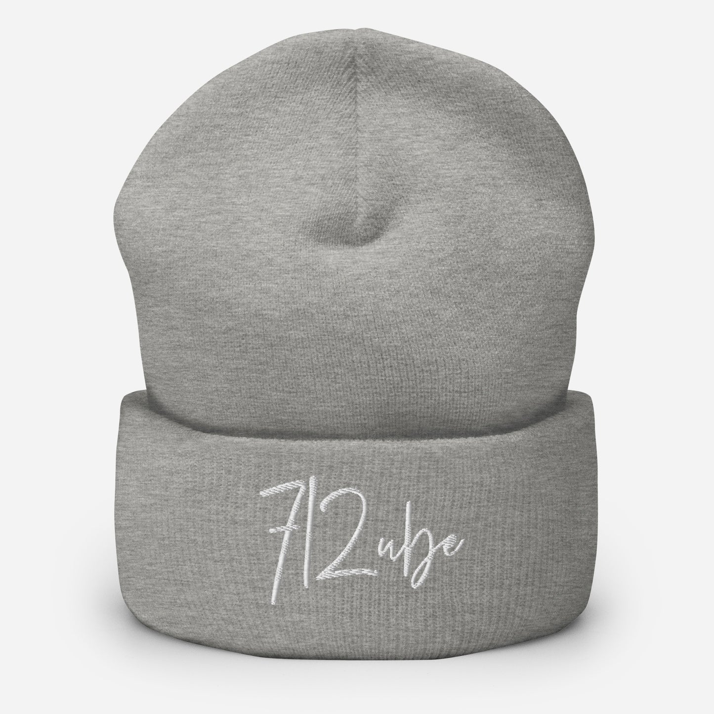 712ube Signature Series Embroidered Cuffed Beanie (White Logo)