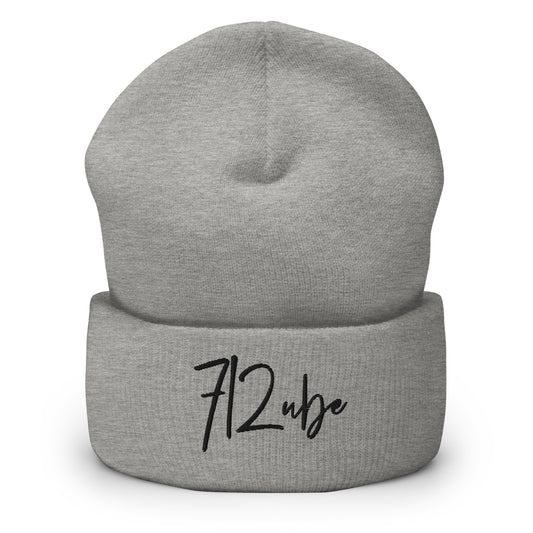 712ube Signature Series Embroidered Cuffed Beanie (Black Logo)