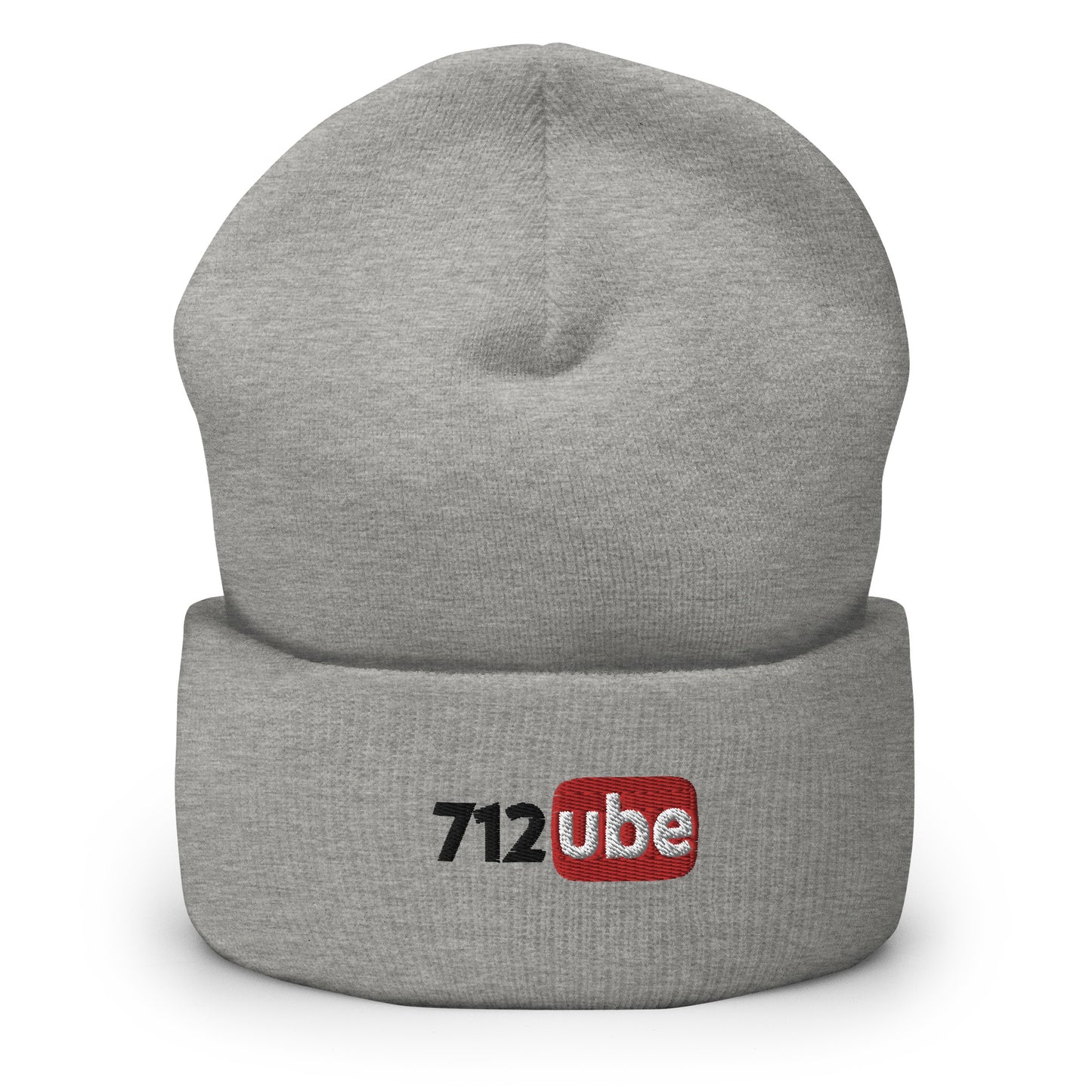 712ube Embroidered Cuffed Beanie (Black Lettering)