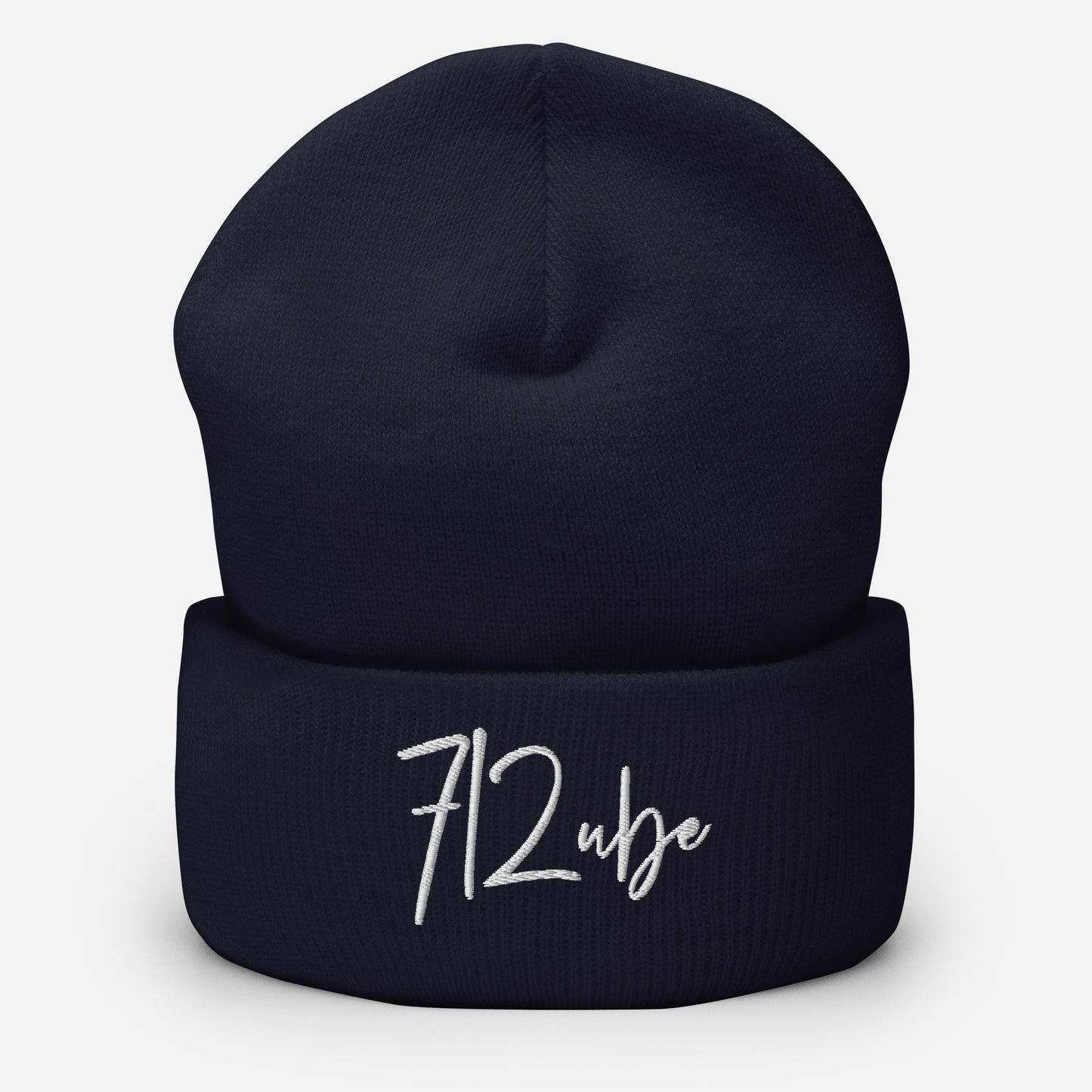 712ube Signature Series Embroidered Cuffed Beanie (White Logo)