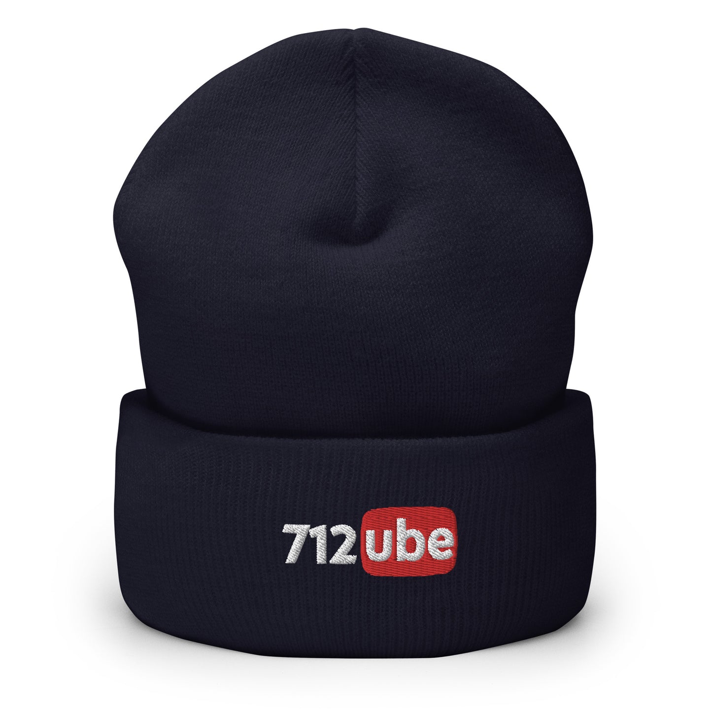 712ube Embroidered Cuffed Beanie (White Lettering)