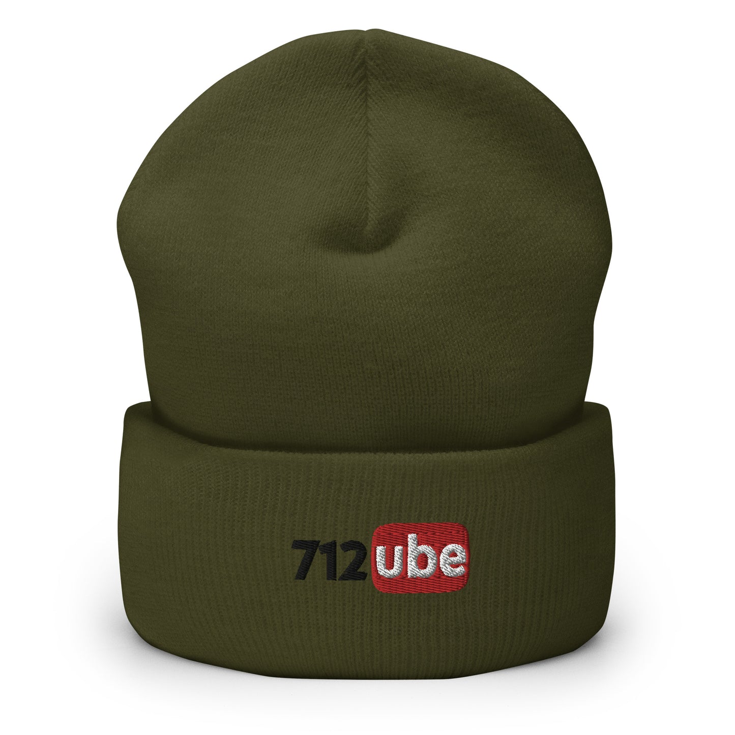 712ube Embroidered Cuffed Beanie (Black Lettering)