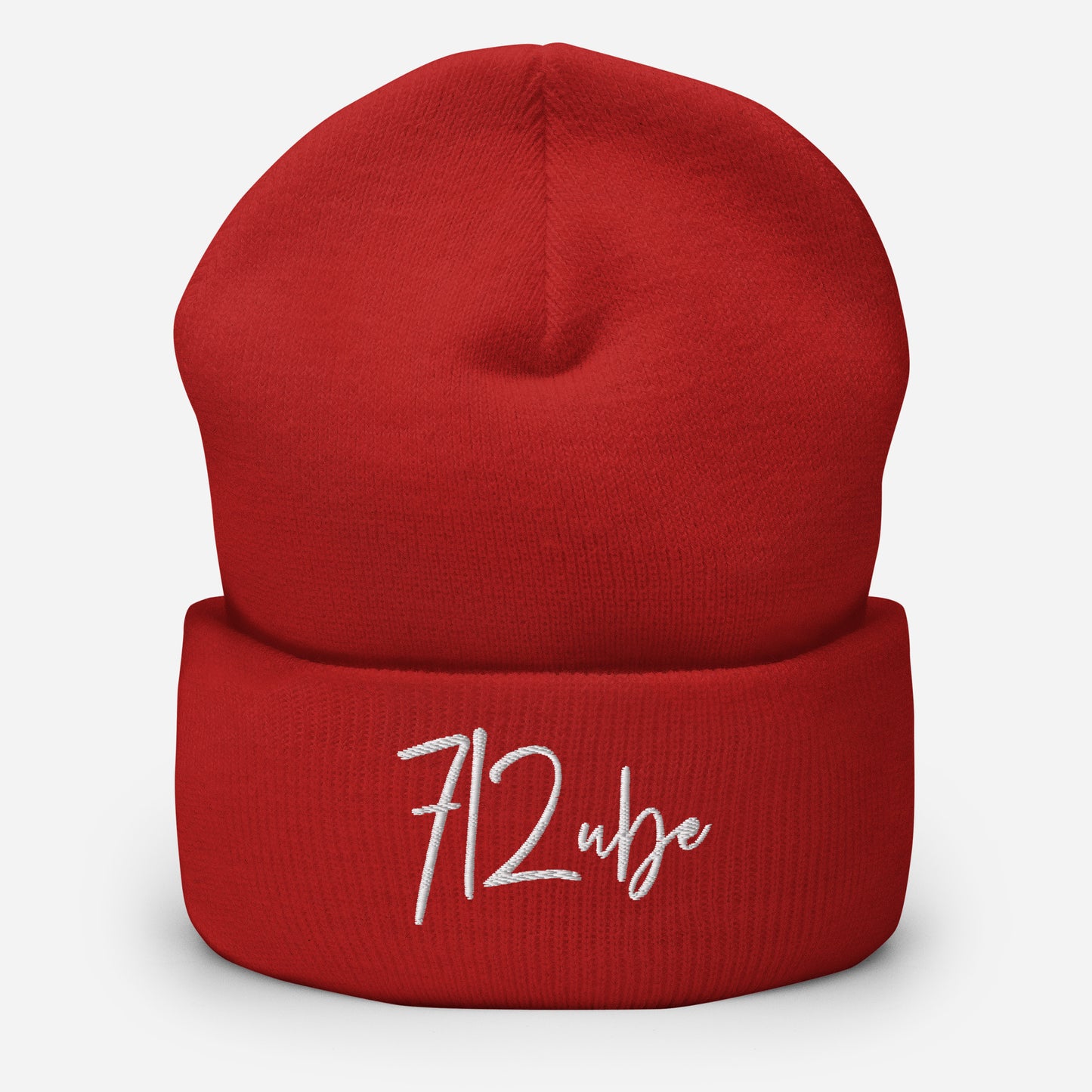 712ube Signature Series Embroidered Cuffed Beanie (White Logo)