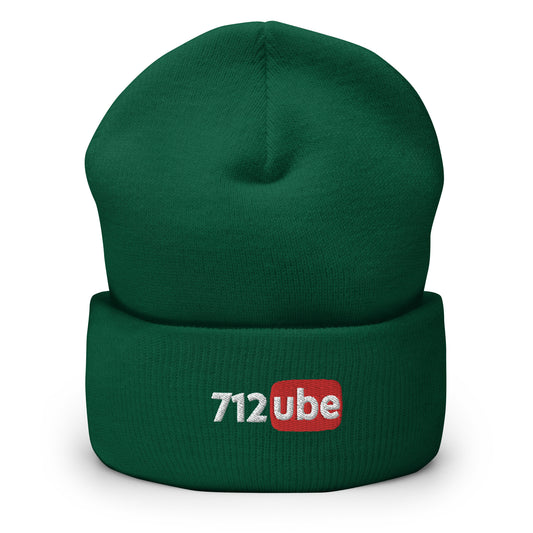 712ube Embroidered Cuffed Beanie (White Lettering)