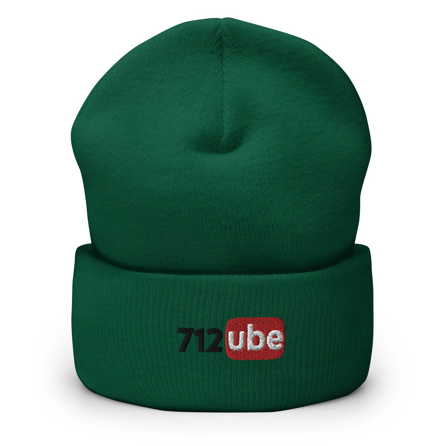 712ube Embroidered Cuffed Beanie (Black Lettering)