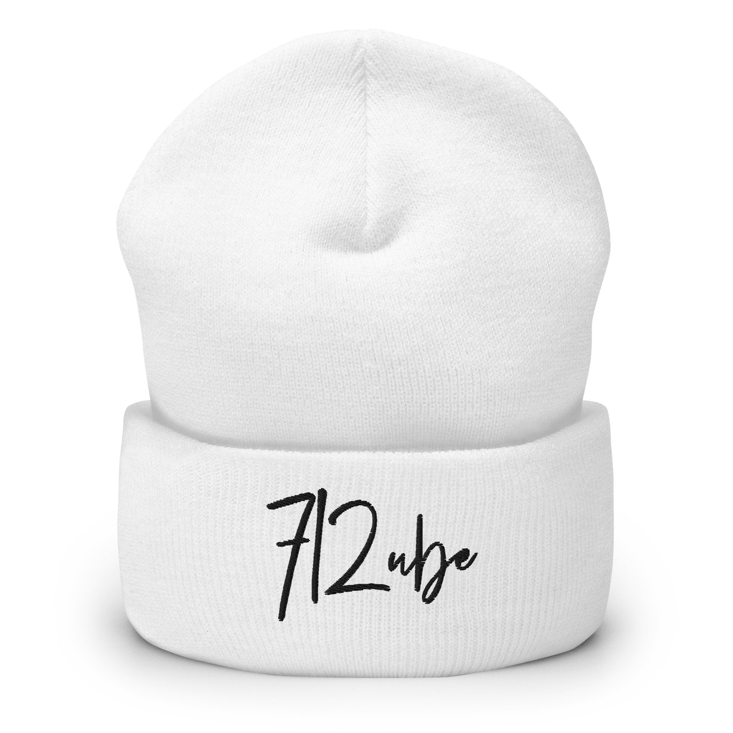 712ube Signature Series Embroidered Cuffed Beanie (Black Logo)