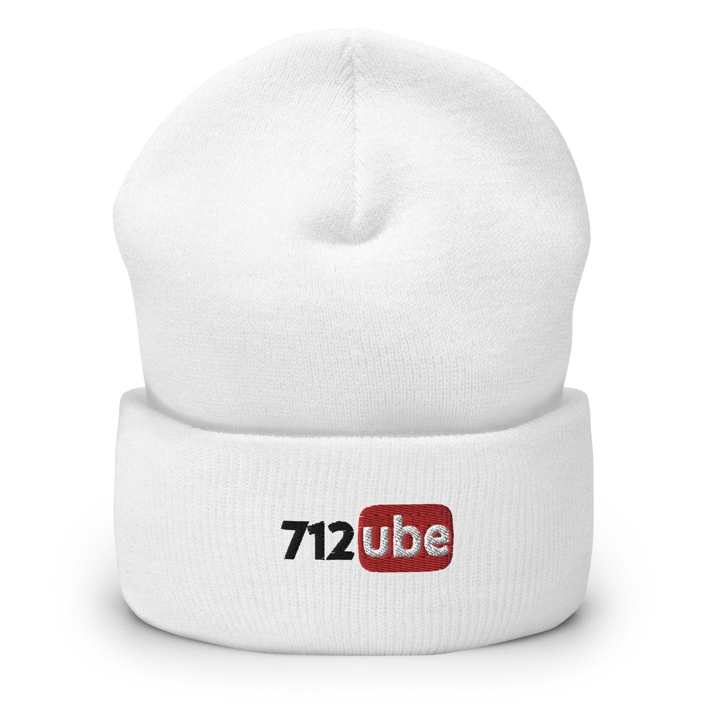 712ube Embroidered Cuffed Beanie (Black Lettering)