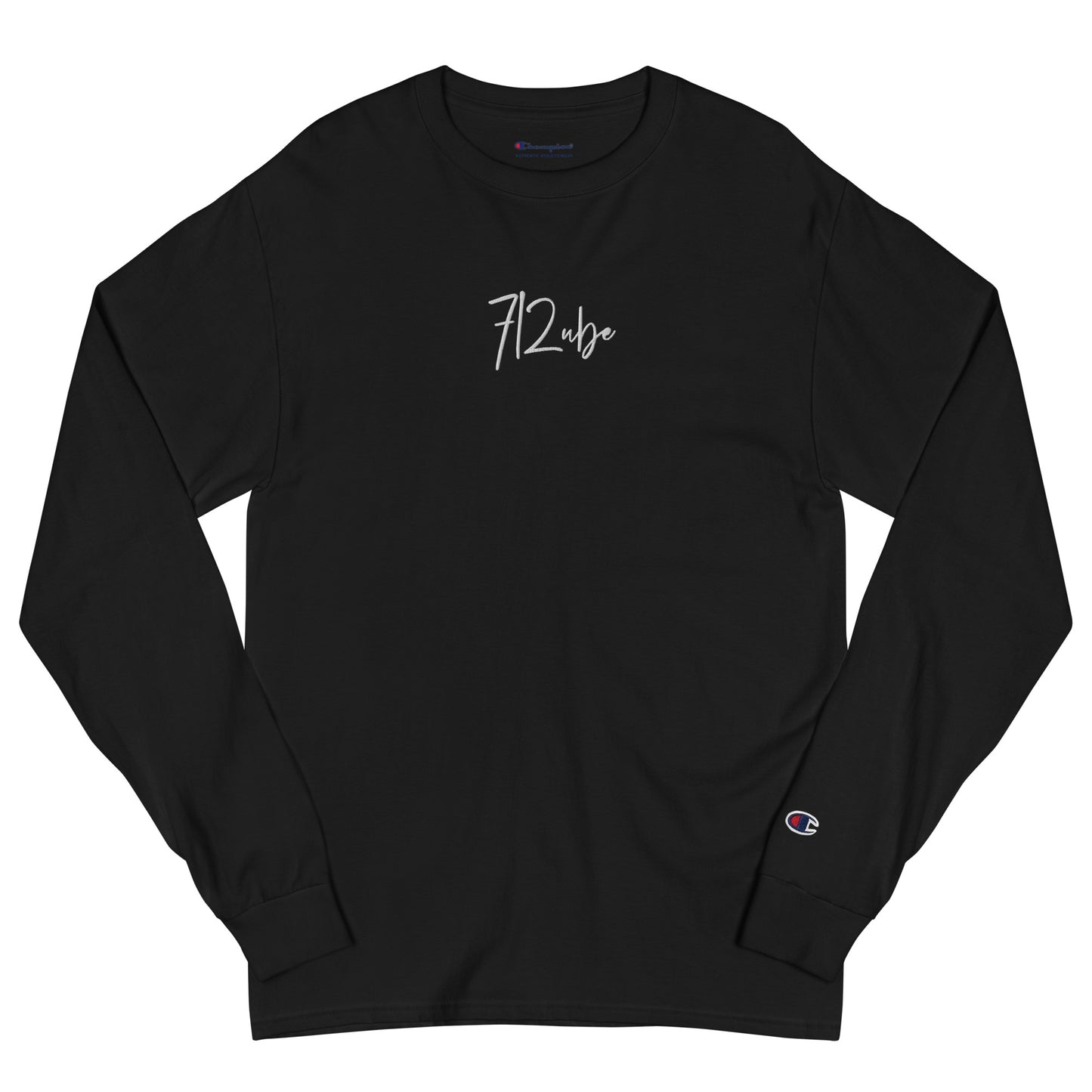 712ube x Champion "Signature Series" Embroidered Men's Long Sleeve (White Logo)