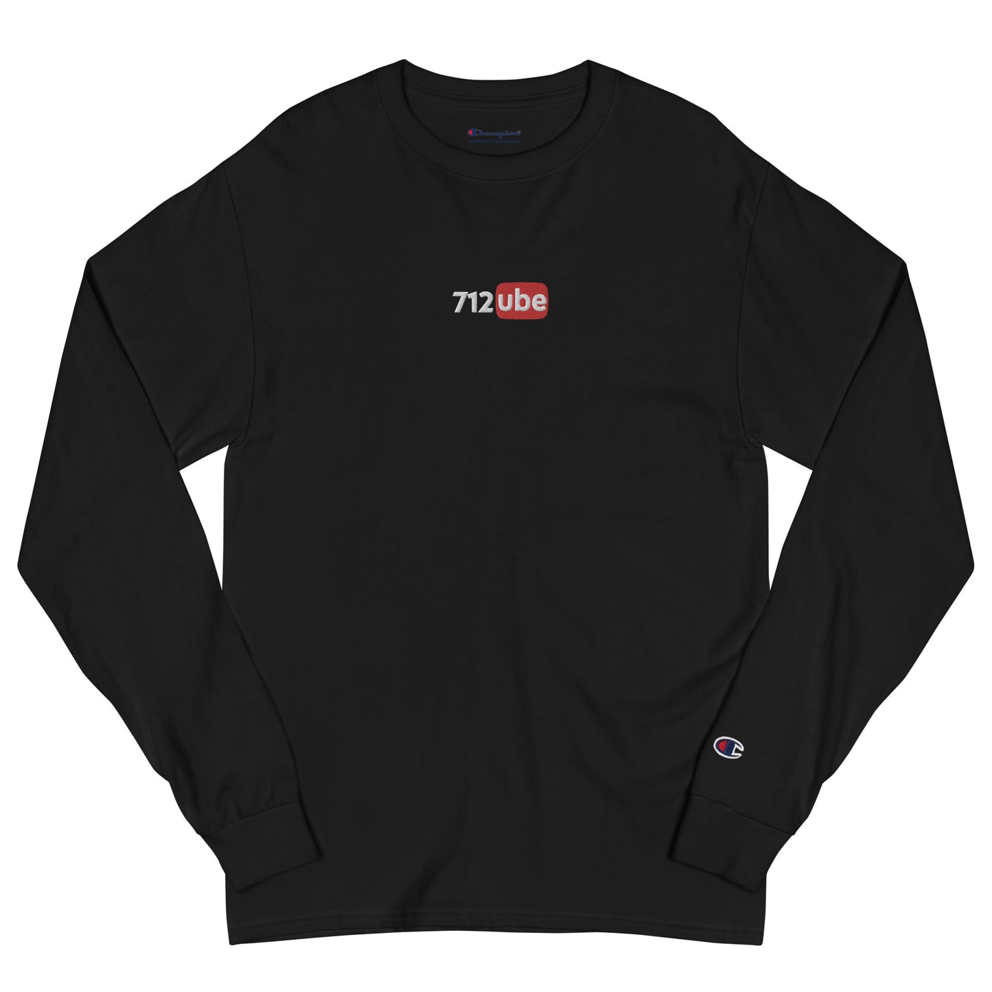 712ube x Champion Embroidered Men's Long Sleeve (White Logo)