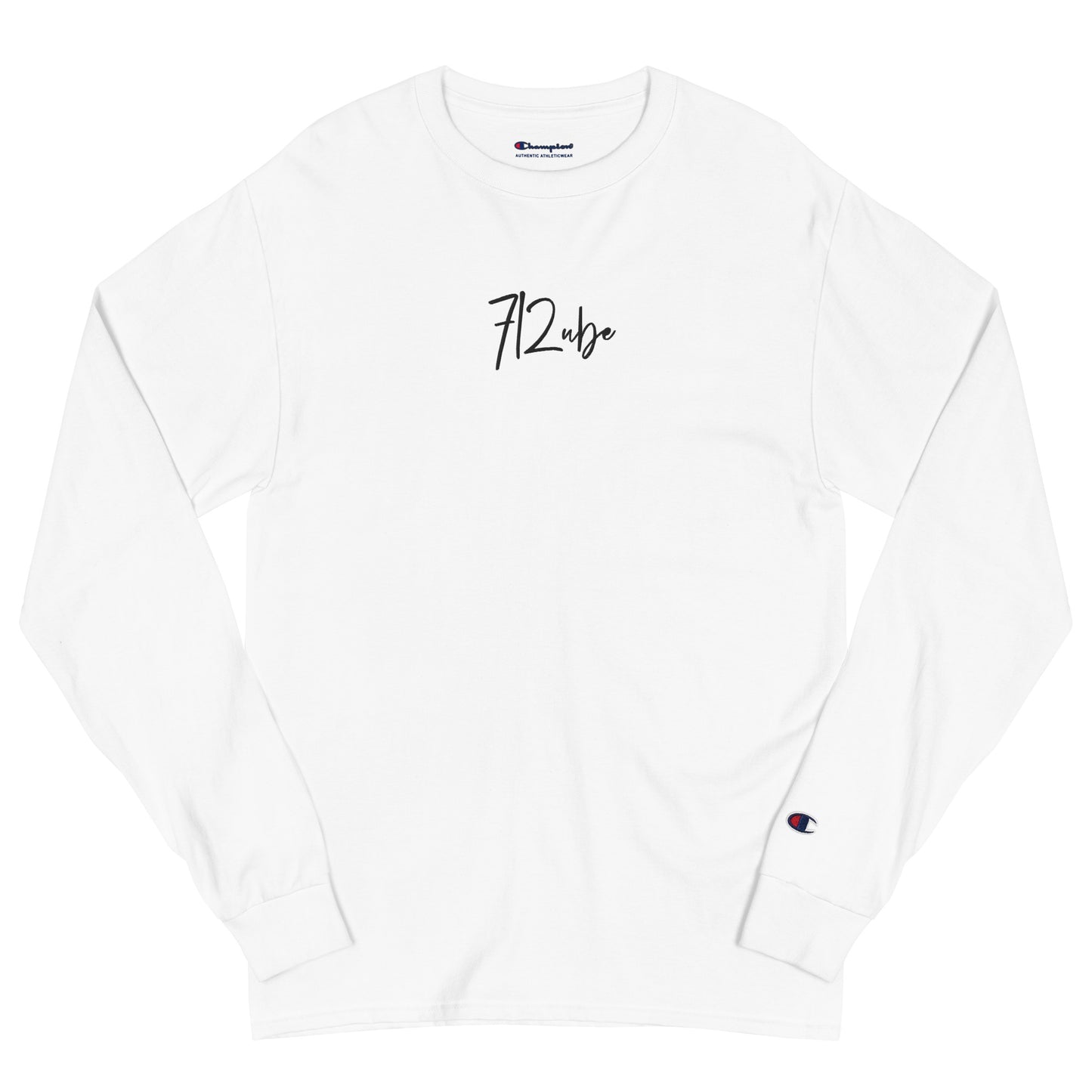 712ube x Champion "Signature Series" Embroidered Men's Long Sleeve (Black Logo)