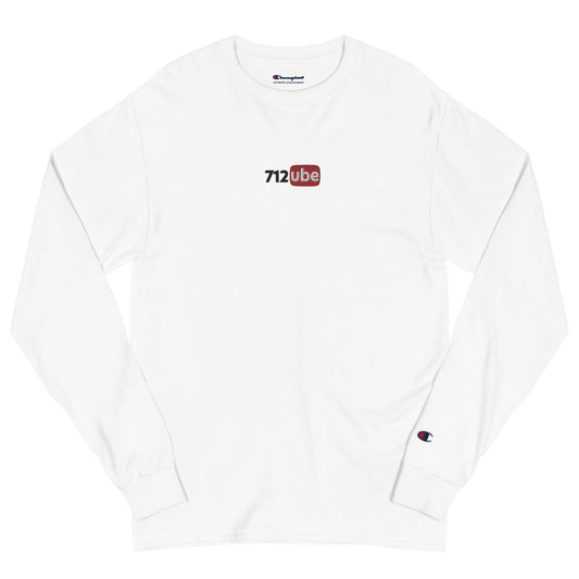 712ube x Champion Embroidered Men's Long Sleeve (Black Logo)