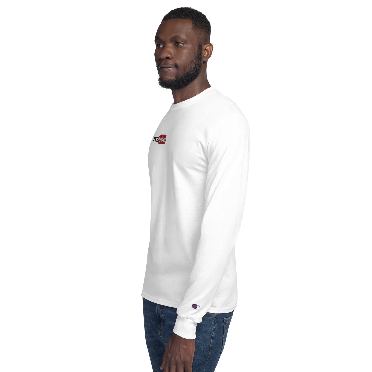 712ube x Champion Embroidered Men's Long Sleeve (Black Logo)