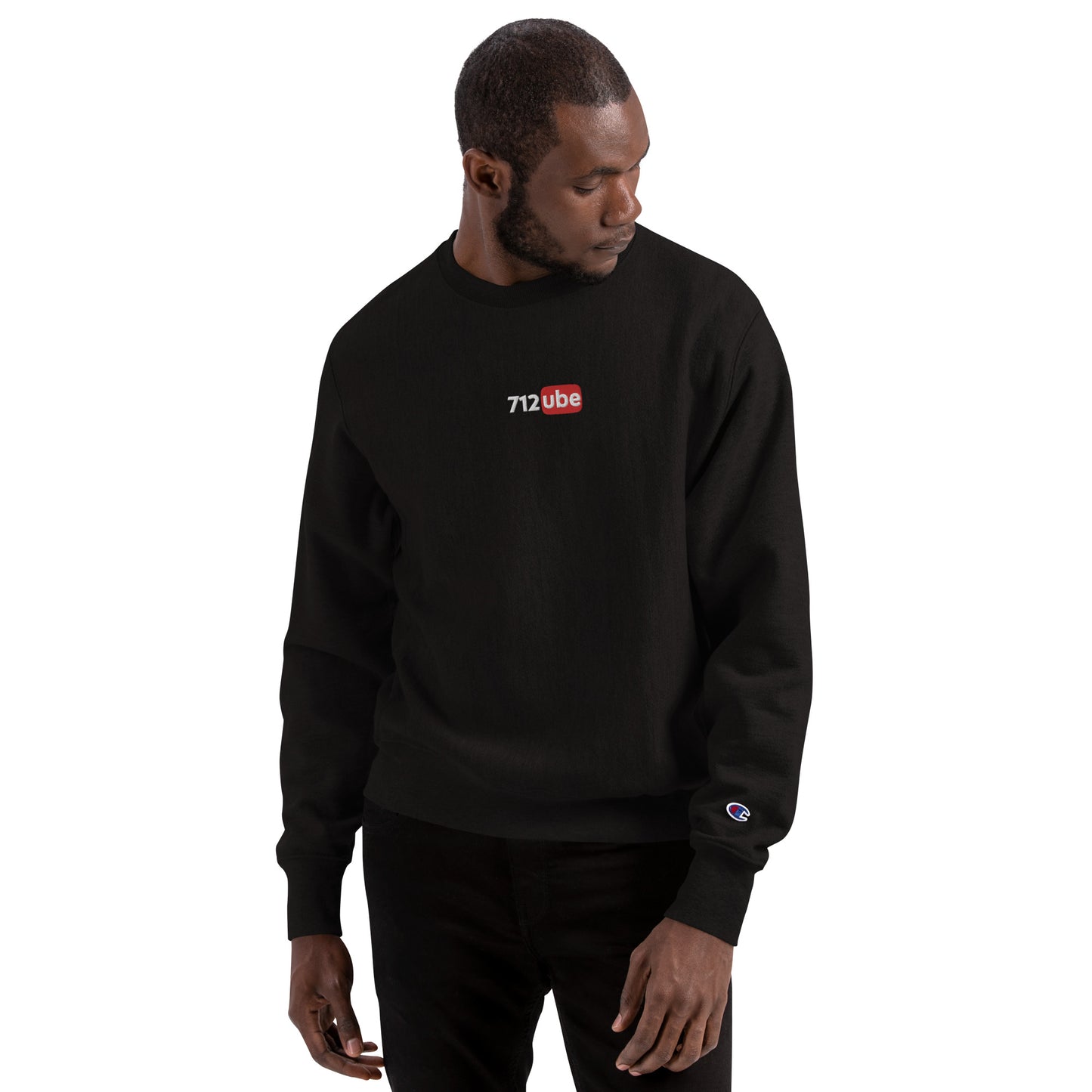 712ube x Champion Embroidered Men's Sweatshirt (White Logo)