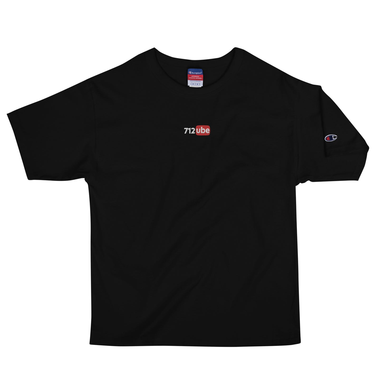 712ube x Champion Embroidered Men's T-Shirt (White Logo)