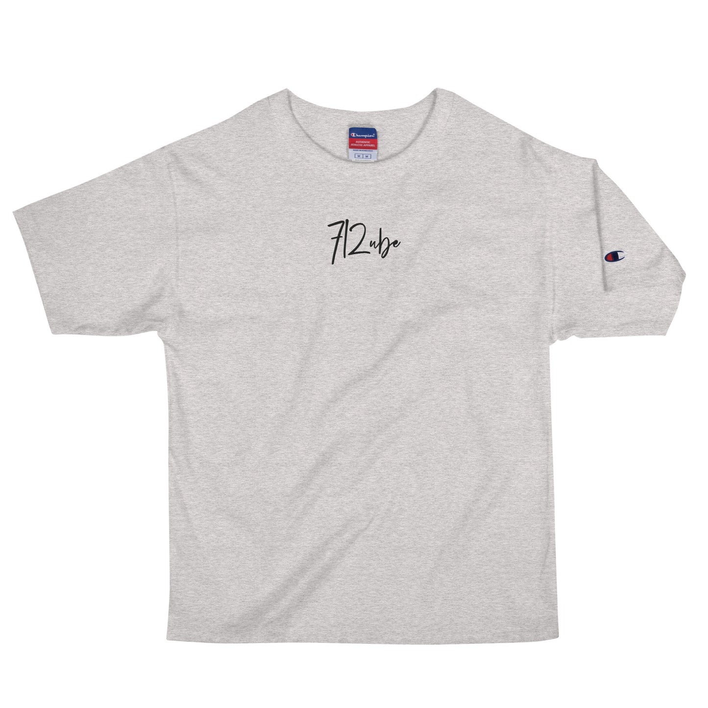 712ube x Champion "Signature Series" Embroidered Men's T-Shirt (Black Logo)