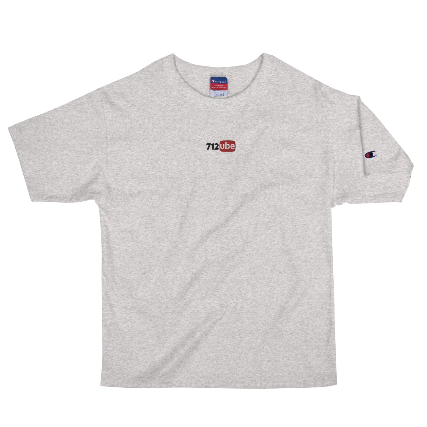 712ube x Champion  Embroidered Men's T-Shirt (Black Logo)