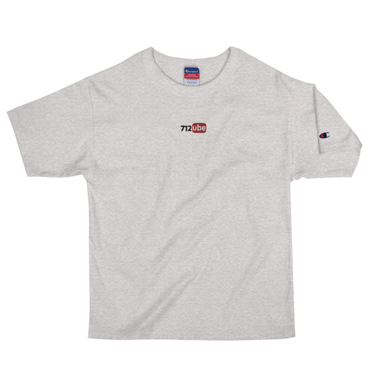 712ube x Champion  Embroidered Men's T-Shirt (Black Logo)