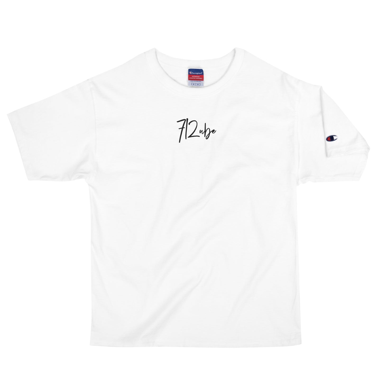 712ube x Champion "Signature Series" Embroidered Men's T-Shirt (Black Logo)