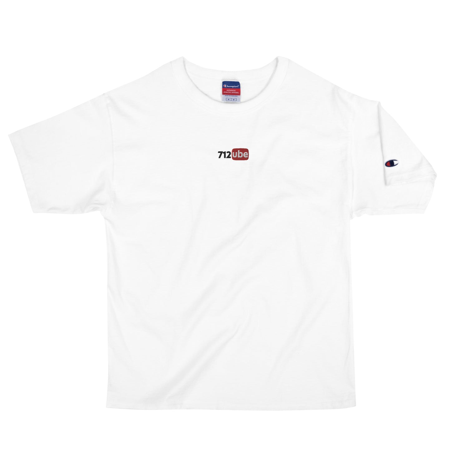 712ube x Champion  Embroidered Men's T-Shirt (Black Logo)