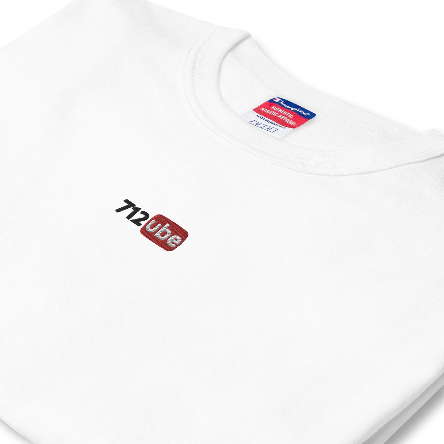 712ube x Champion  Embroidered Men's T-Shirt (Black Logo)