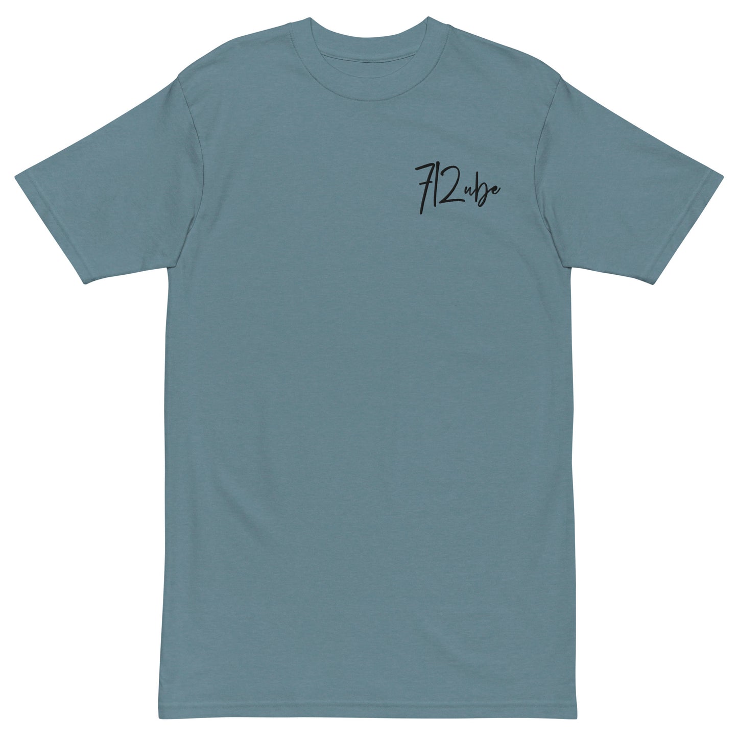 712ube Signature Series Men’s Embroidered Premium Heavyweight Tee (Black Lettering)