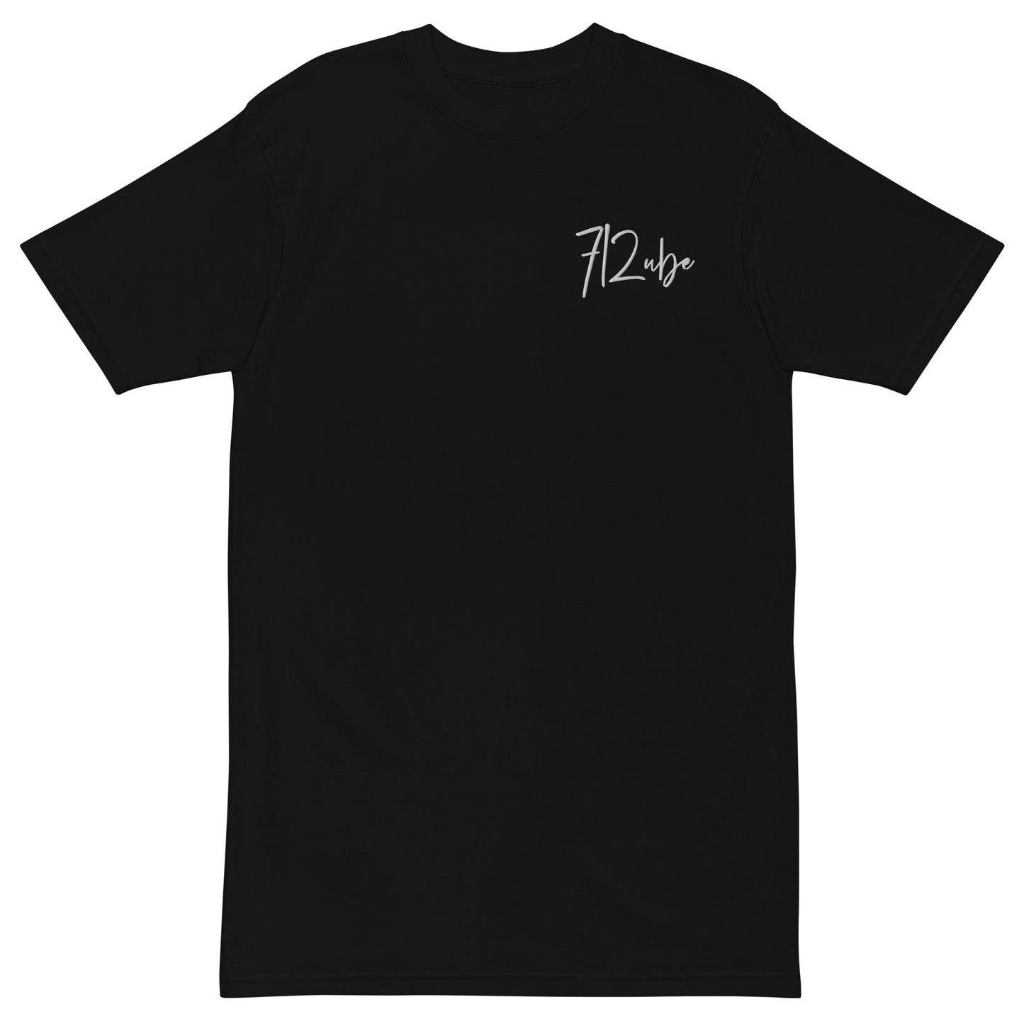 712ube Signature Series Men’s Embroidered Premium Heavyweight Tee (White Lettering)