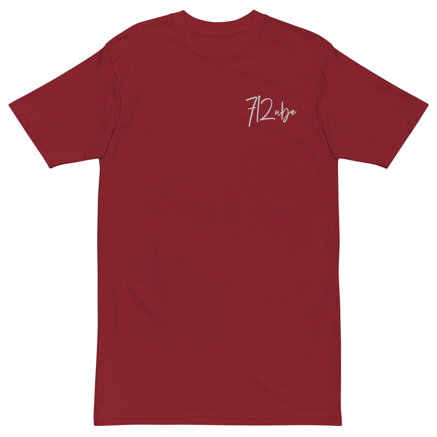 712ube Signature Series Men’s Embroidered Premium Heavyweight Tee (White Lettering)