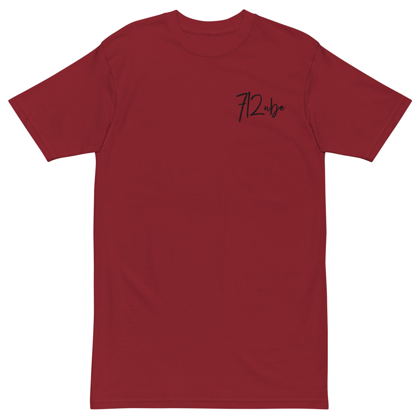 712ube Signature Series Men’s Embroidered Premium Heavyweight Tee (Black Lettering)