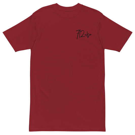 712ube Signature Series Men’s Embroidered Premium Heavyweight Tee (Black Lettering)