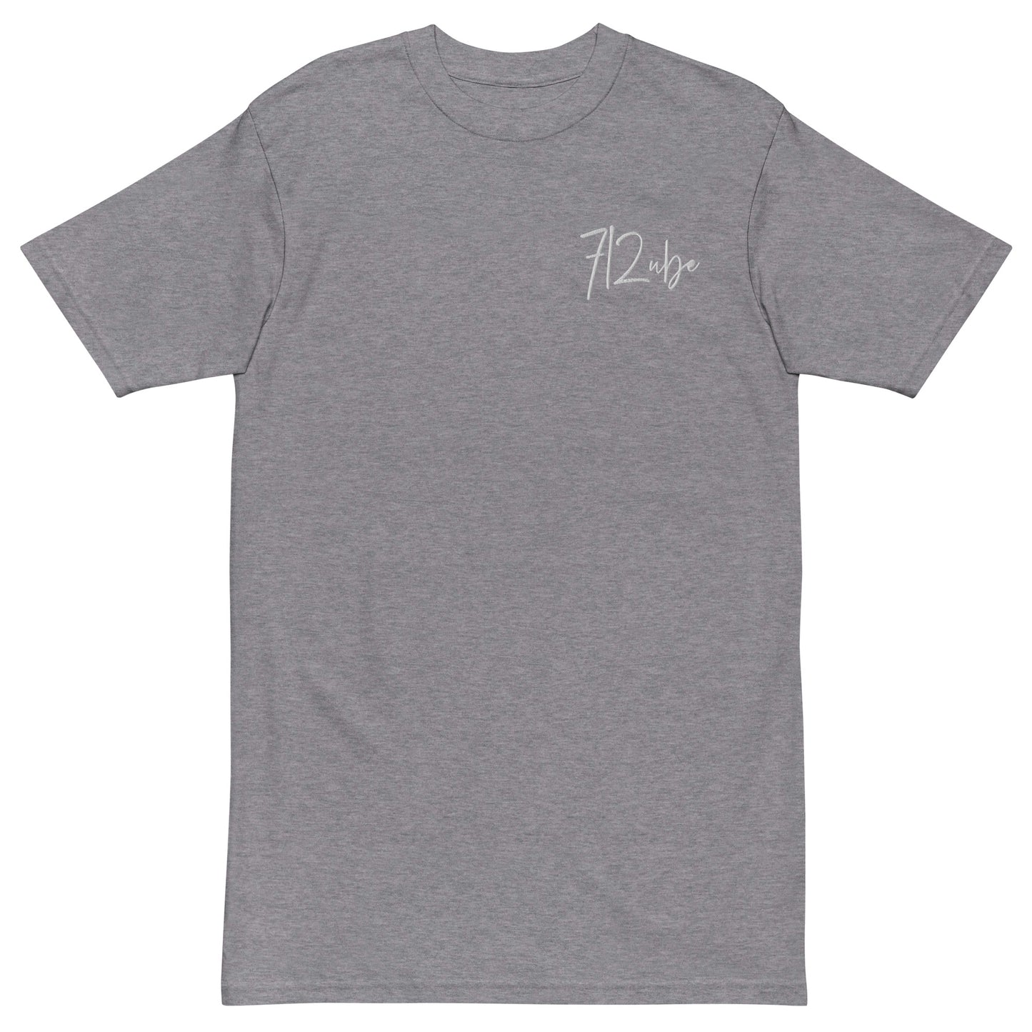 712ube Signature Series Men’s Embroidered Premium Heavyweight Tee (White Lettering)