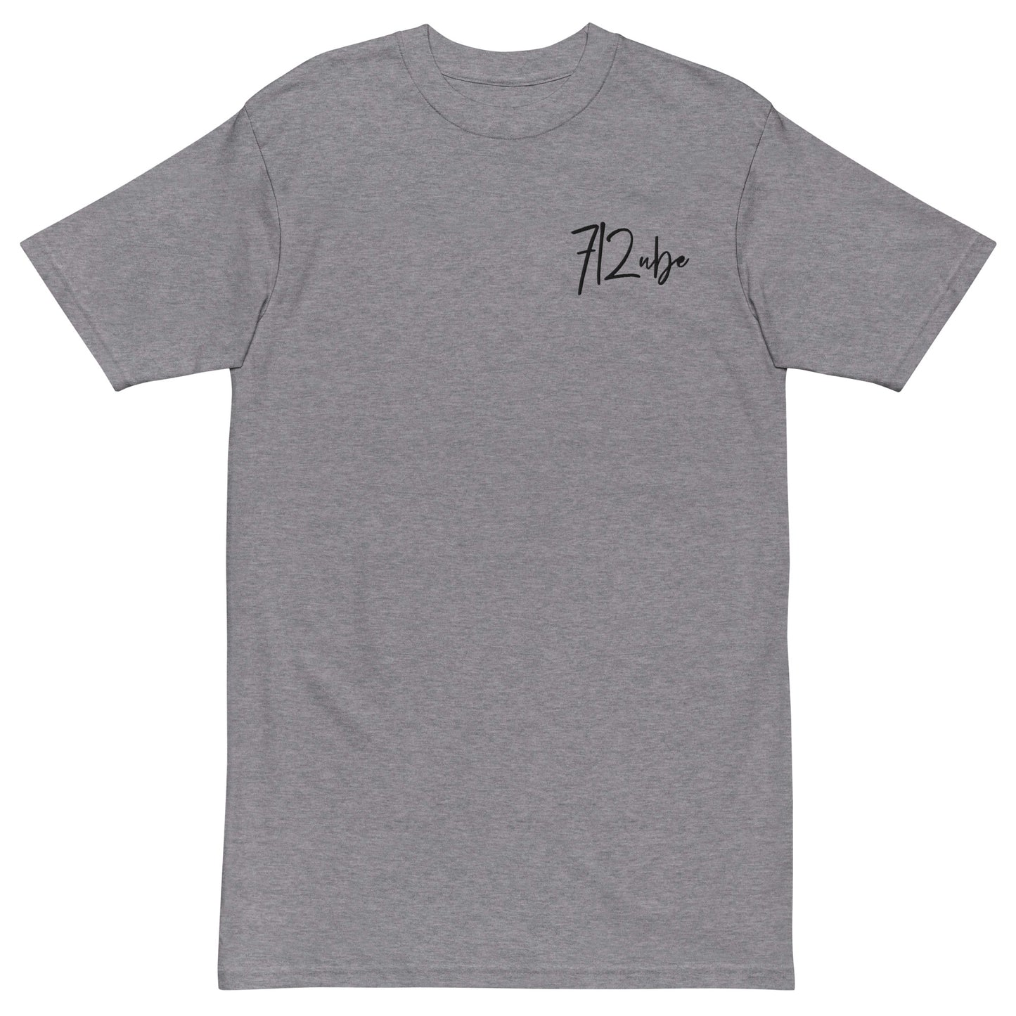 712ube Signature Series Men’s Embroidered Premium Heavyweight Tee (Black Lettering)