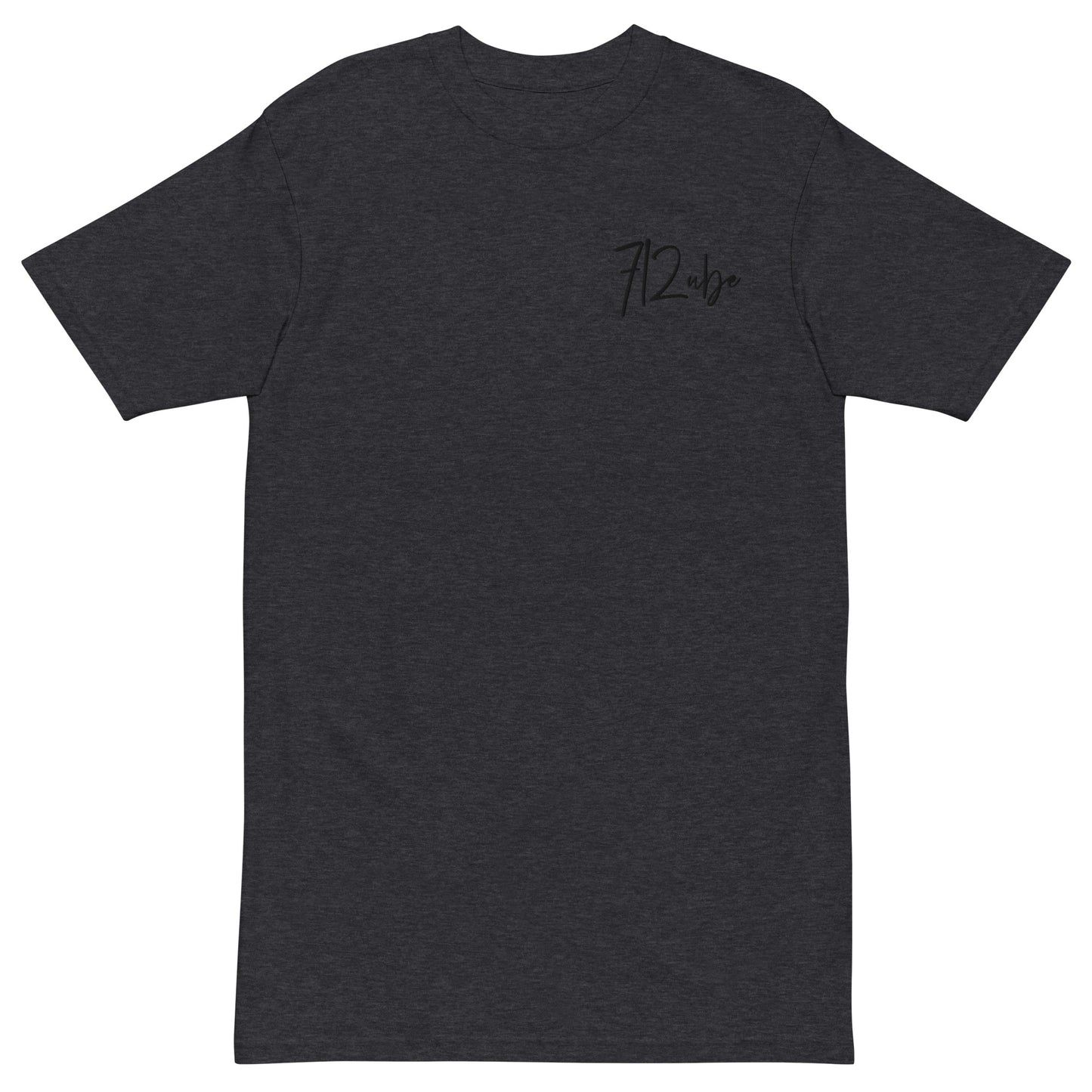 712ube Signature Series Men’s Embroidered Premium Heavyweight Tee (Black Lettering)