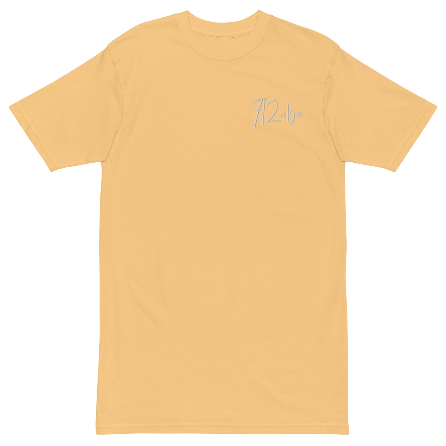 712ube Signature Series Men’s Embroidered Premium Heavyweight Tee (White Lettering)