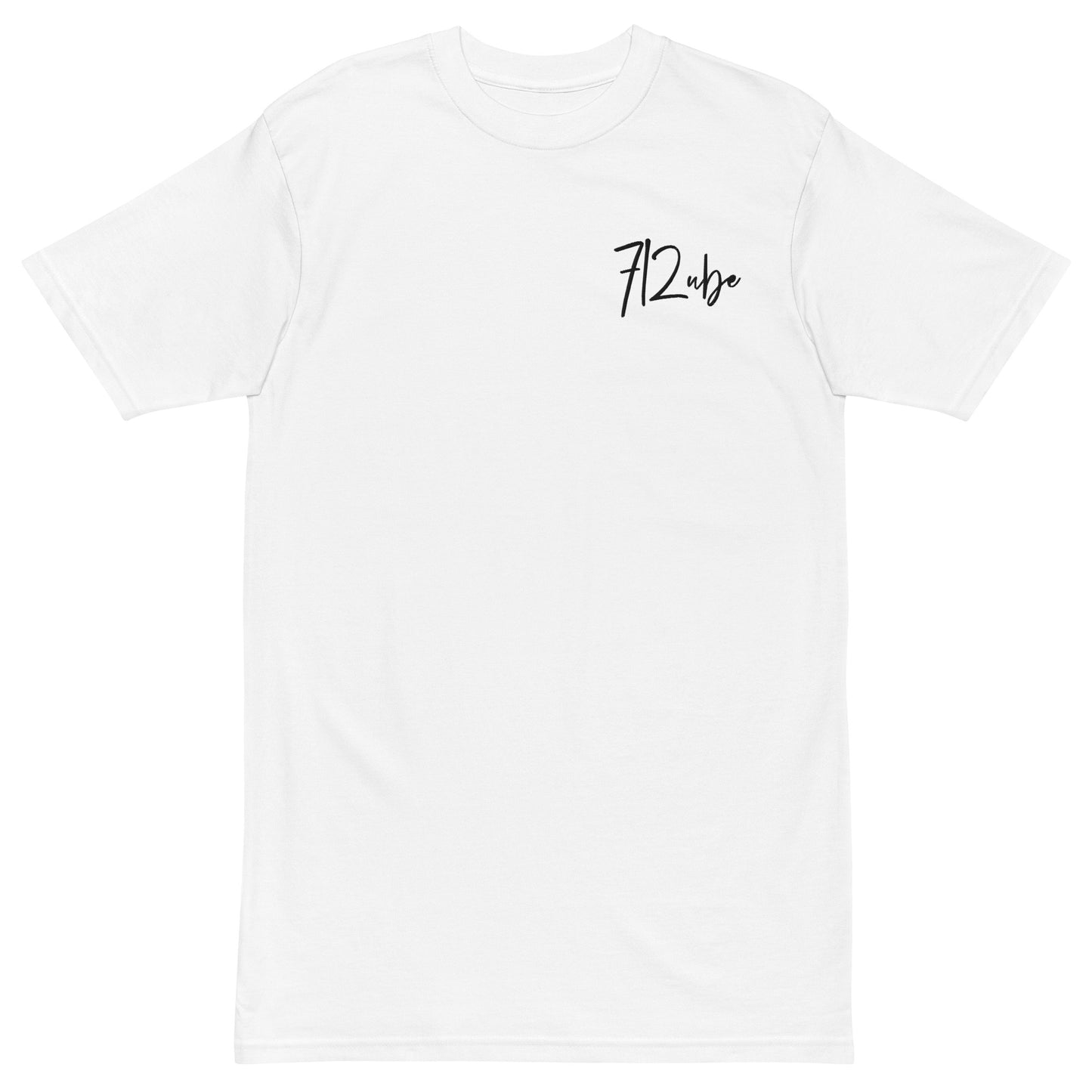 712ube Signature Series Men’s Embroidered Premium Heavyweight Tee (Black Lettering)