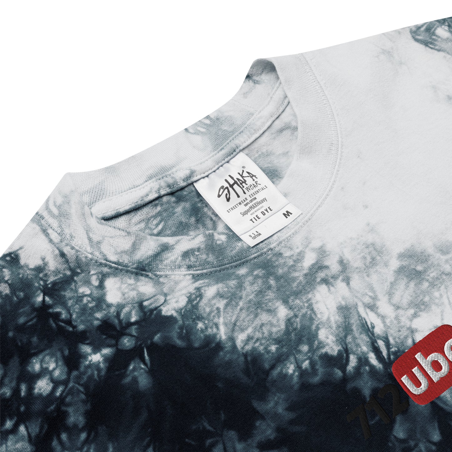 712ube Center Embroidered Oversized Tie-Dye T-Shirt (Black Logo)