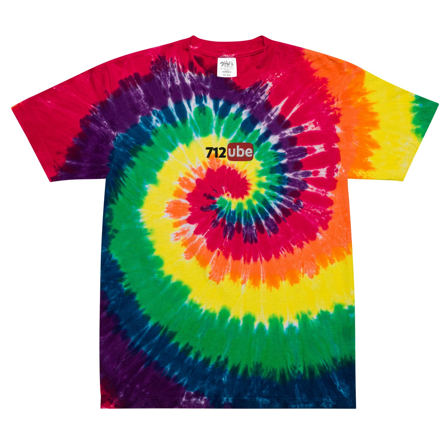 712ube Center Embroidered Oversized Tie-Dye T-Shirt (Black Logo)