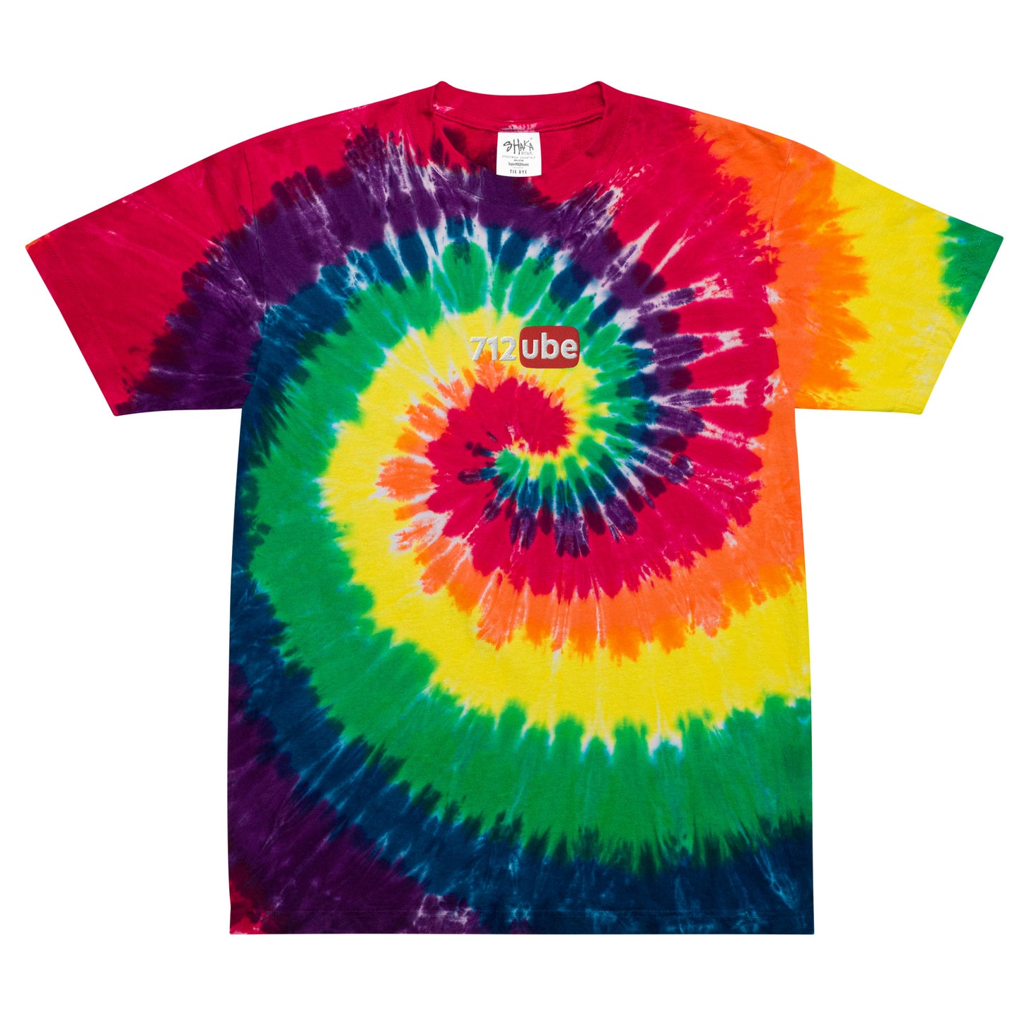 712ube Center Embroidered Oversized Tie-Dye T-Shirt (White Logo)