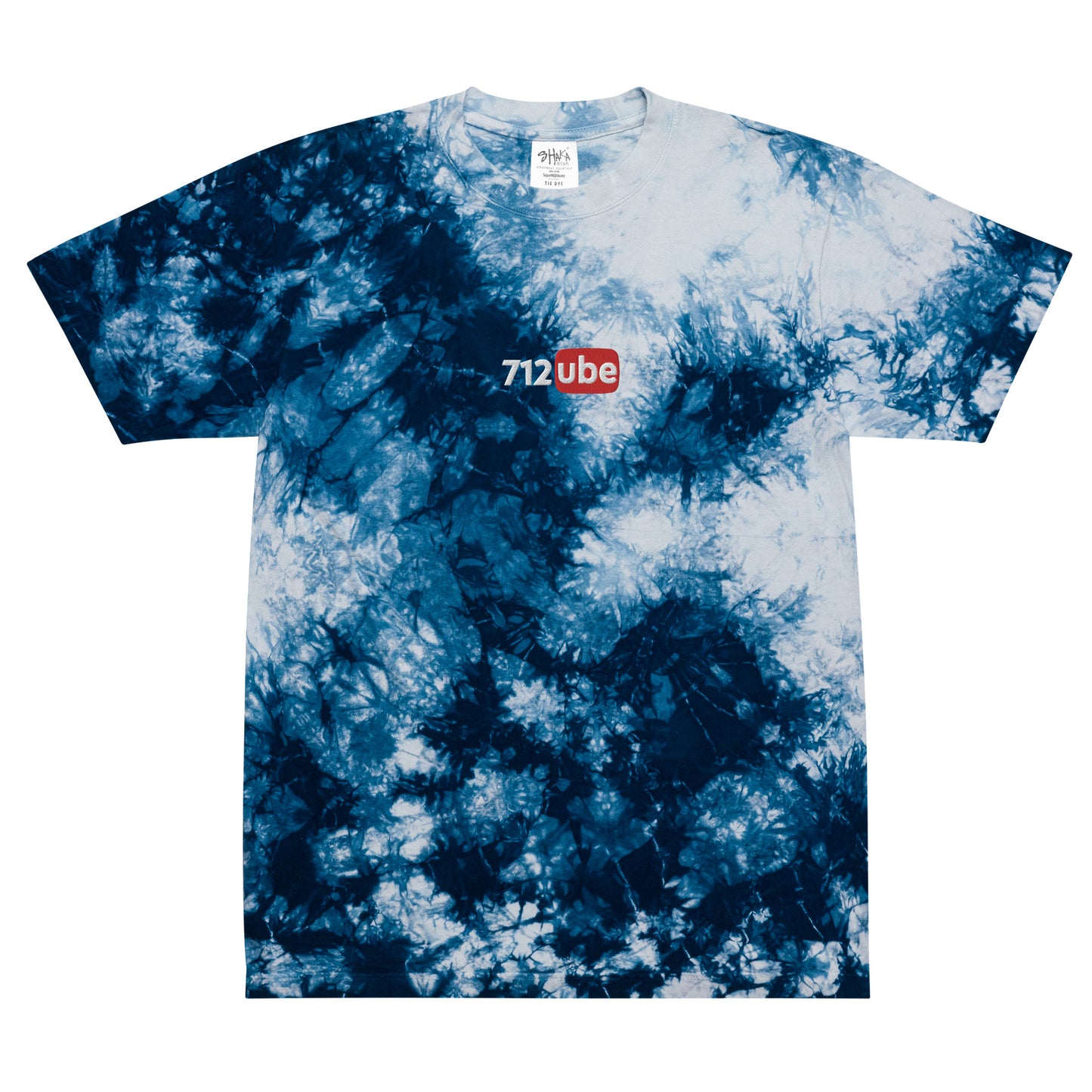 712ube Center Embroidered Oversized Tie-Dye T-Shirt (White Logo)