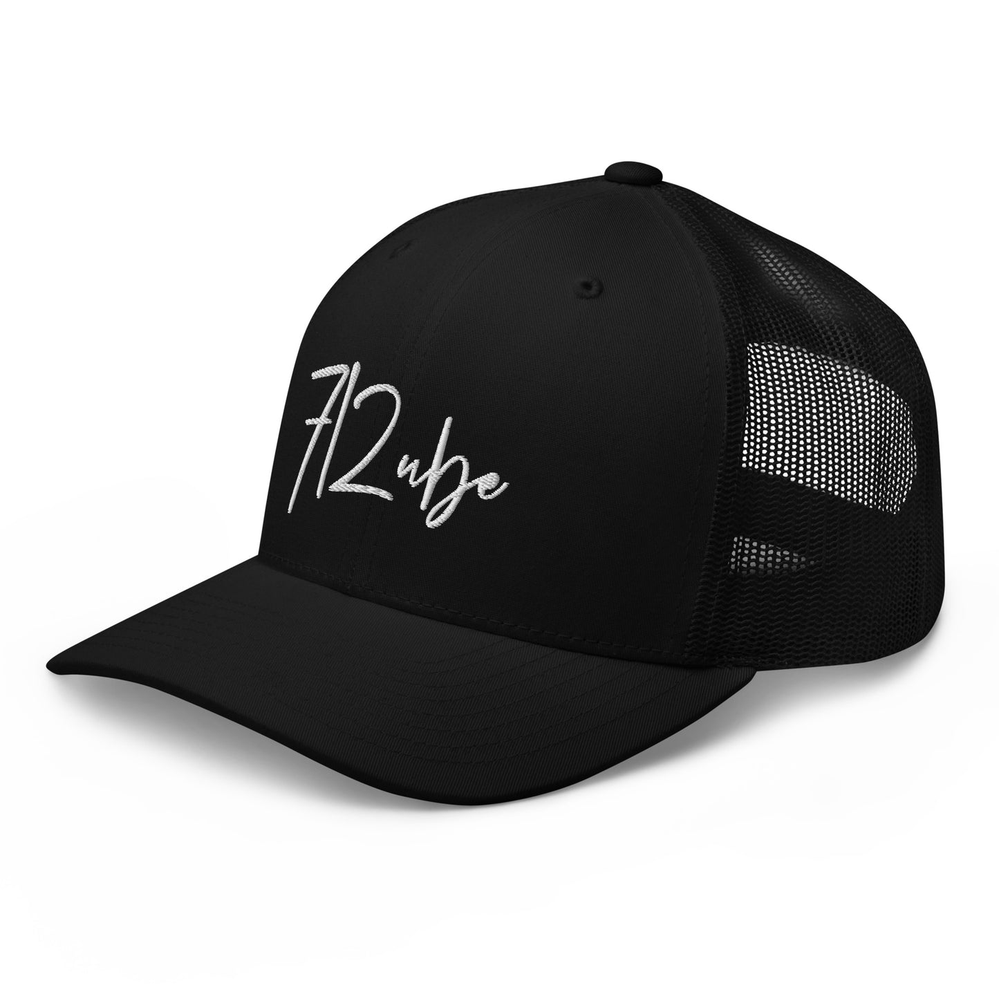 712ube Signature Series Embroidered Trucker Cap (White Logo)