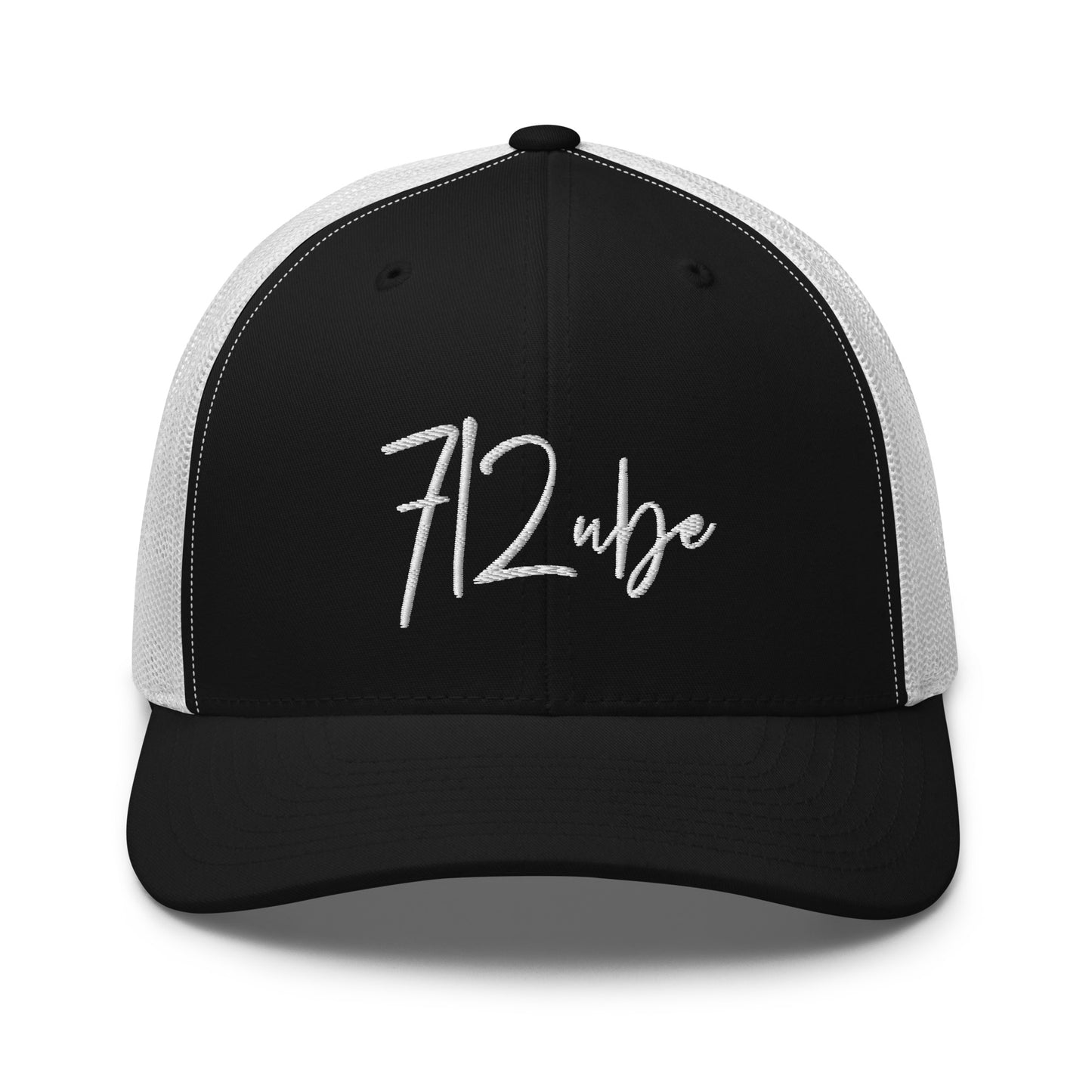 712ube Signature Series Embroidered Trucker Cap (White Logo)