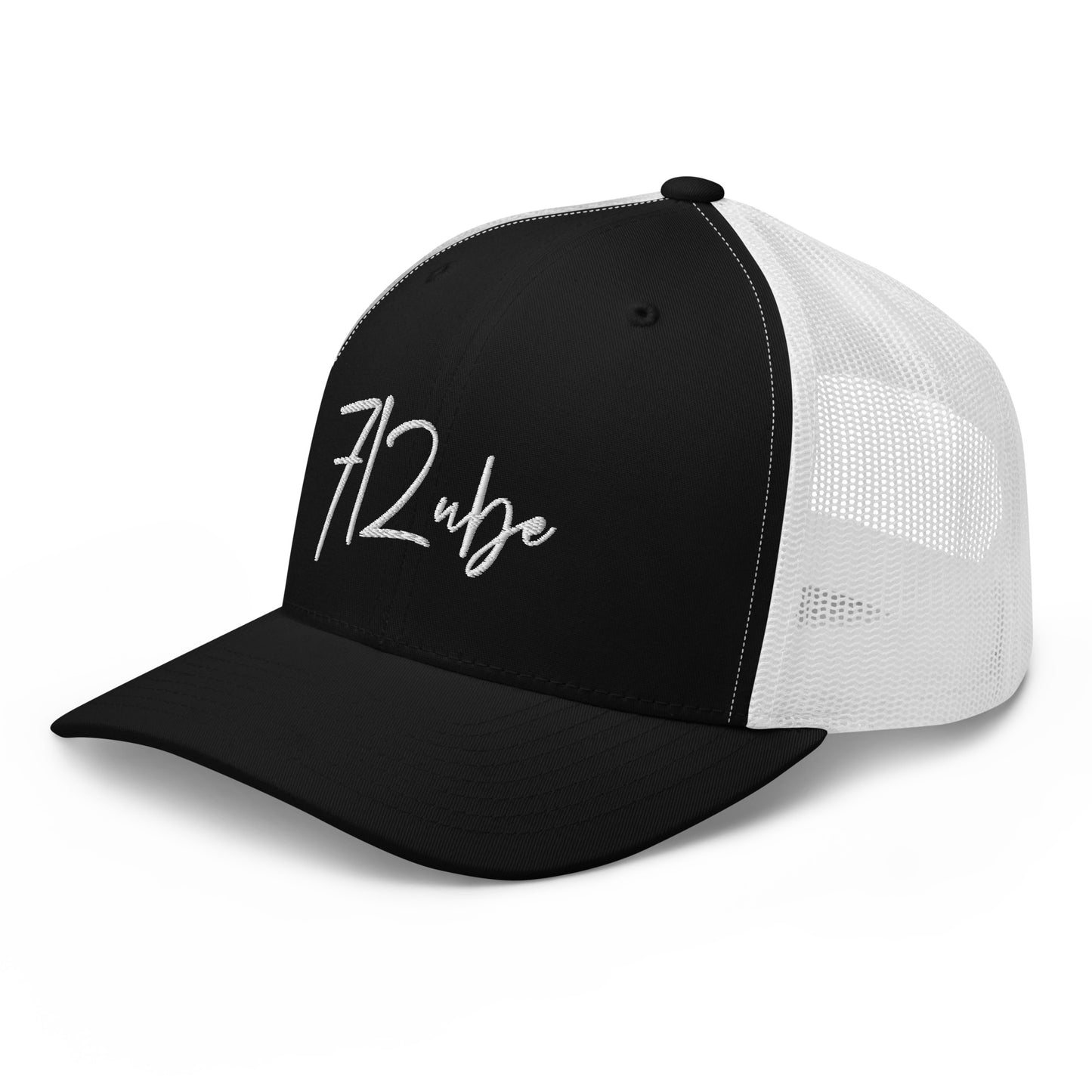 712ube Signature Series Embroidered Trucker Cap (White Logo)