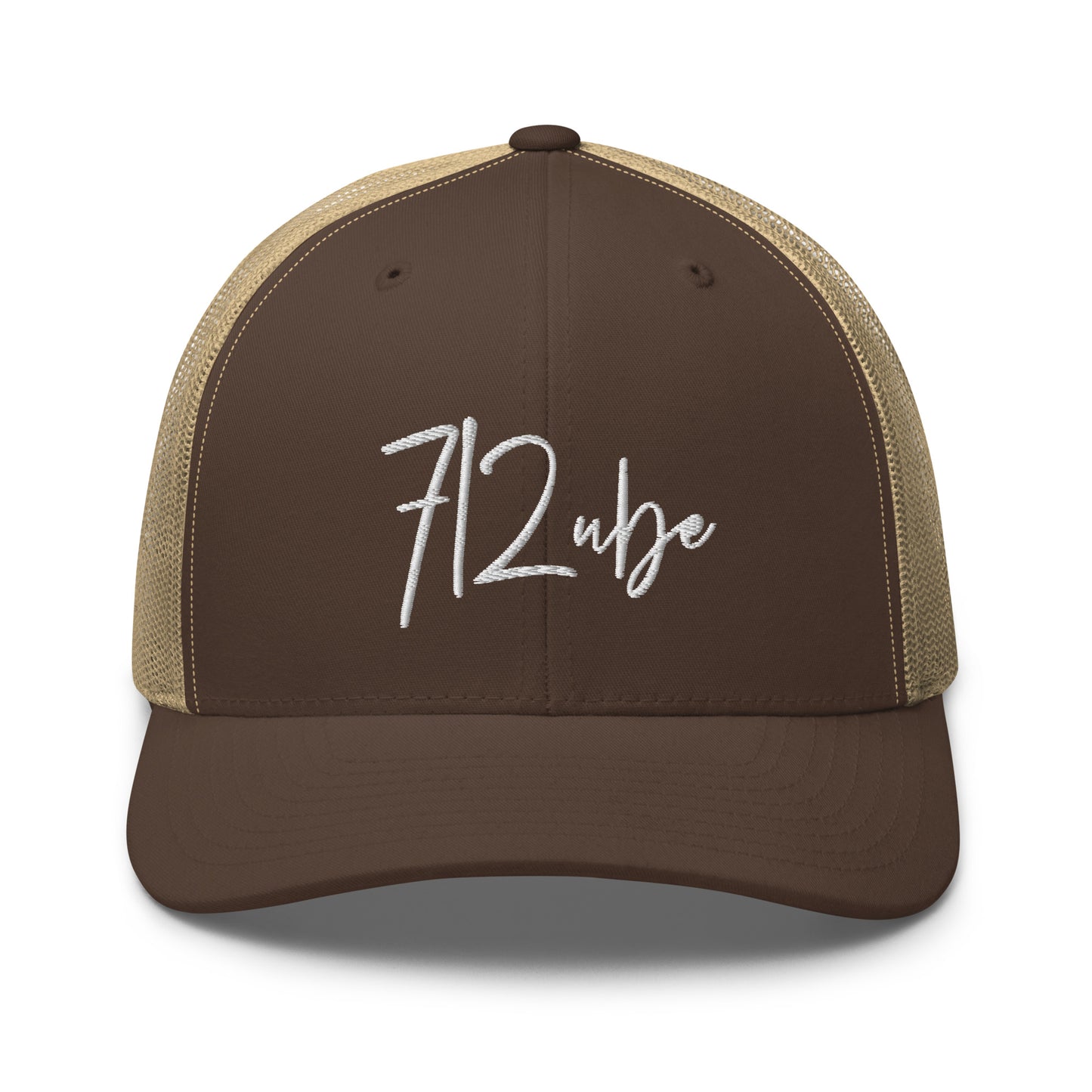 712ube Signature Series Embroidered Trucker Cap (White Logo)